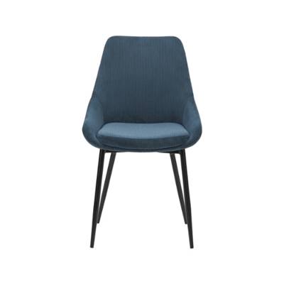 Bari chaise en velours côtelé bleu