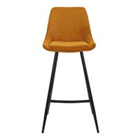 Bari chaise de bar velours côtelé jaune curry H74cm