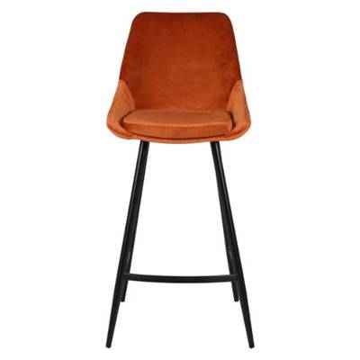 Bari chaise ilôt central en velours orange cognac H67