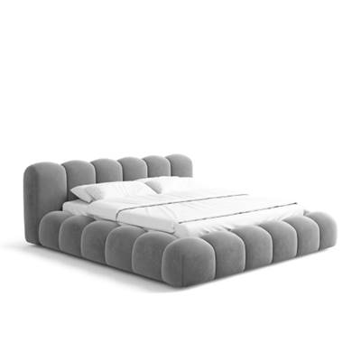Cotton lit 160x200 avec rangement en tissu velours gris foncé