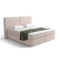 Bolabi lit boxspring 160x200 en tissu texturé beige