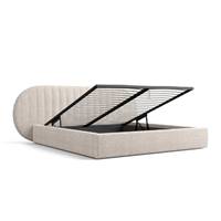 Elizeb lit 180x200 avec rangement en tissu texturé beige