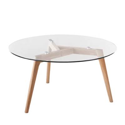 Bloom table basse en chêne et plateau en verre Ø90cm