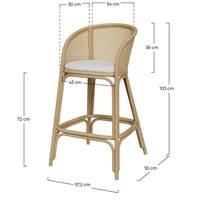Raysa chaise ilot central en rotin et tissu crème H72
