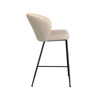 Esmée chaise de bar en tissu bouclé beige et pieds en métal noir H66