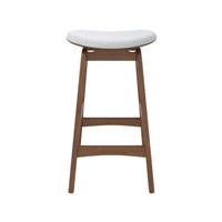 Tobi tabouret îlot central bois d'hévéa et tissu gris H65,5cm