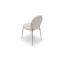 Roots chaise velours beige et pieds acier doré