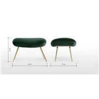 Moby repose-pieds velours vert sapin et laiton