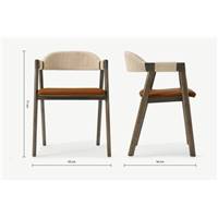 Nishan chaise cuir brun et bois teinté foncé