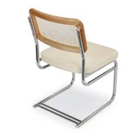 Lorenzo chaise design blanc bouclette, cannage et métal chromé