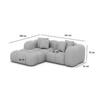 Cotton petit canapé d'angle gauche en tissu texturé gris anthracite