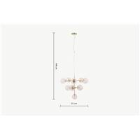 Globe lustre 11 ampoules laiton brossé et verre rose blush