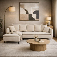 Louis canapé d'angle gauche en lin/viscose ocre