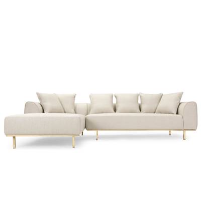Orel canapé d'angle gauche beige tendre et doré