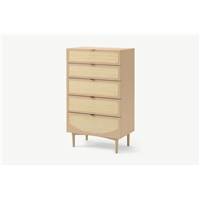 Emmi commode haute caramel et rotin
