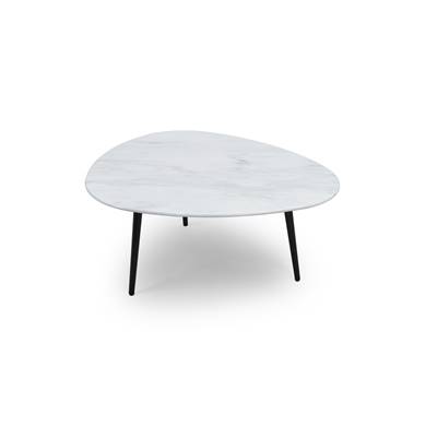 Kraft table basse effet marbre blanc et fer noir