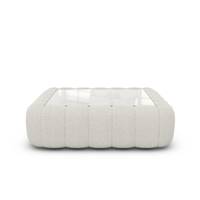 Raso table basse carrée en tissu bouclé blanc avec plateau en verre
