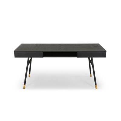 Dinavi bureau bois de frêne noir et doré