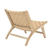 Essa fauteuil en teck et cuir tressé beige