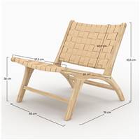 Essa fauteuil en teck et cuir tressé beige