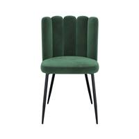 Lisboa chaise en velours vert et pieds en métal noir