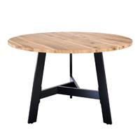 Vida table à manger ronde en bois d'acacia et métal noir 4 personnes ø115