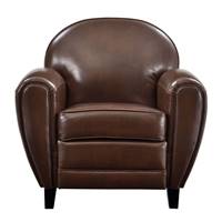 Westfild fauteuil marron en croute de cuir enduite