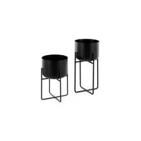 Salix lot de 2 cache-pots sur pied noir