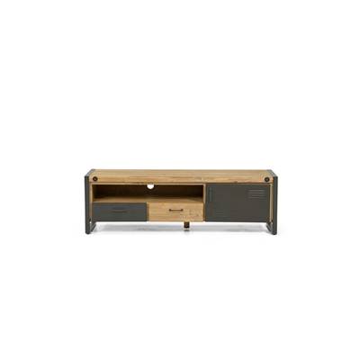 Kiko meuble TV acacia et métal 2 tiroirs et 1 porte