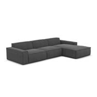 Stacele canapé d'angle droit en tissu texturé gris anthracite