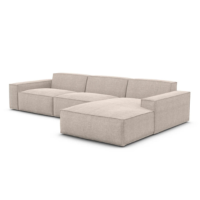 Beluga canapé d'angle droit tissu texturé beige