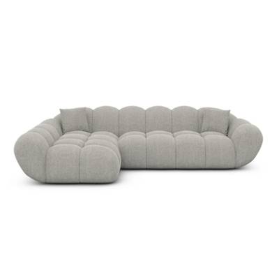 Sigono canapé d'angle gauche en tissu texturé gris clair
