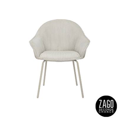 Noma fauteuil avec accoudoirs en velours côtelé gris clair/blanc