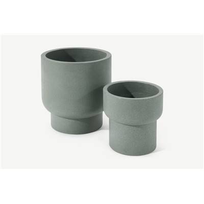 Colleta lot de 2 cache-pots, fibre-ciment gris moucheté