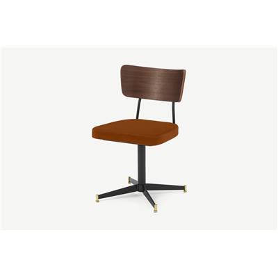 Amalyn chaise de bureau velours rouille et noyer