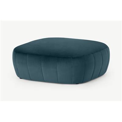 Alixandra pouf velours bleu acier