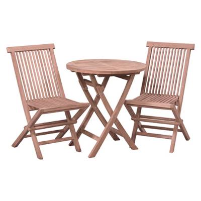 Bistrol ensemble bistrot extérieur pliable 2 chaises 1 table ronde en teck