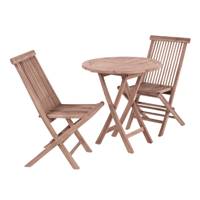 Bistrol ensemble bistrot extérieur pliable 2 chaises 1 table ronde en teck