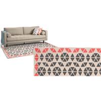 Trio tapis gris charbon et corail 160x230 cm