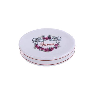 Porte savon coeur ruban roses