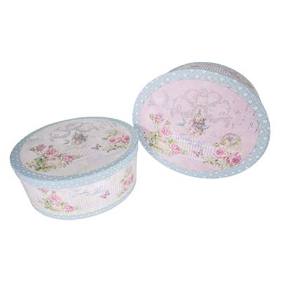 Set 2 boîtes ovales GM rose/PM crème