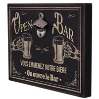 Plaque métal avec décapsuleur Open Bar 33 x 25 cm