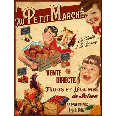 Plaque métal Au petit marché 33 x 25 cm