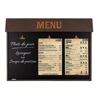 Porte Menu avec tableau noir et pinces 75 x 55 x 6 cm