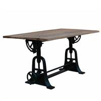 Arty table à manger industrielle en bois de manguier et métal noir 200cm