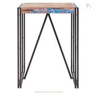 Nautical table haute bois de bateau recycl L80cm