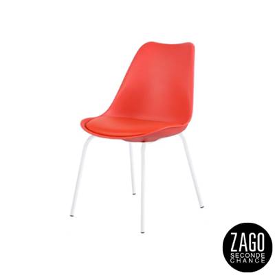Tess chaise style scandinave rouge pieds blancs