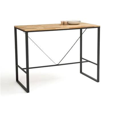 Bahi table de bar haute 4-6 couverts massif et acier