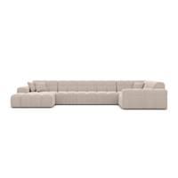 Lodce canapé panoramique angle gauche en tissu texturé beige