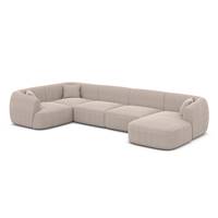 Gankeri canapé panoramique droit en tissu texturé beige